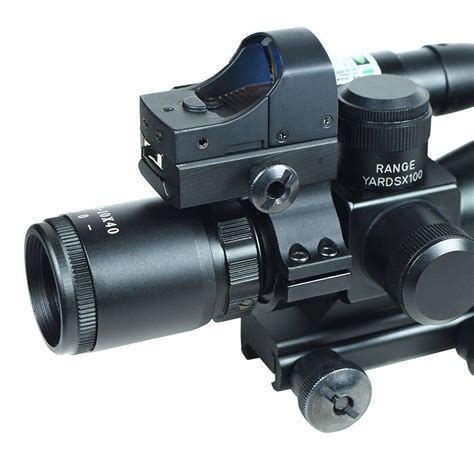 uuq   clarity combo rifle scope dual illuminated mil dot wgreen laser  mini reflex