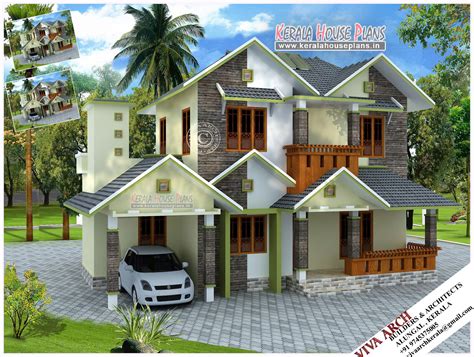 kerala village style slope roof home design