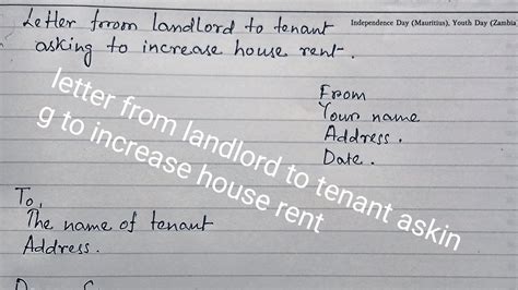 letter  landlord  tenant   increase house rent youtube