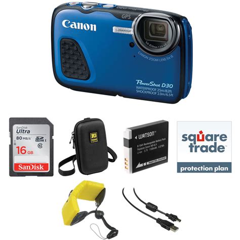 canon powershot  waterproof digital camera deluxe kit blue