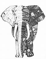 Elephant Zentangle sketch template