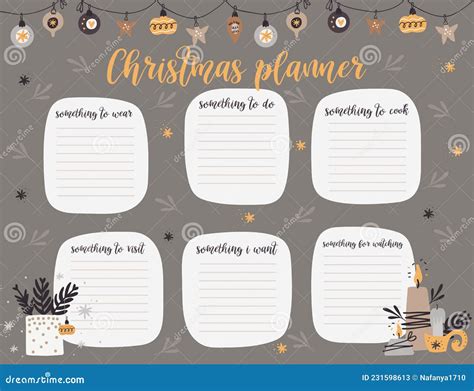 christmas weekly planner page template stock vector illustration  kids baby