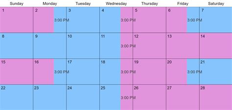 printable custody schedule template
