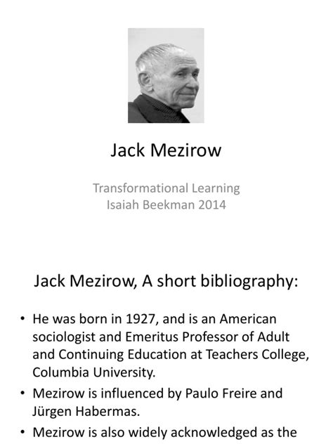 jack mezirow  mental processes academic discipline interactions