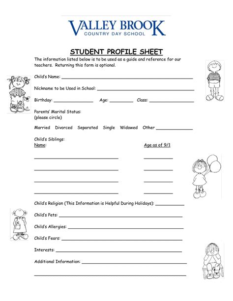 printable student learner profile template templates printable