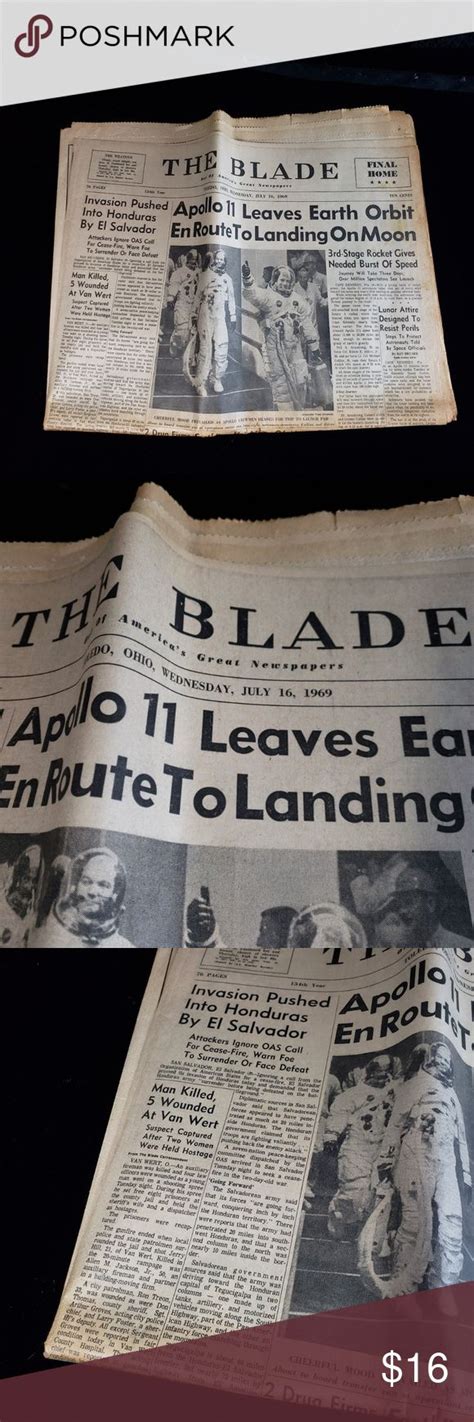 vintage  newspaper   moon landing moon landing vintage