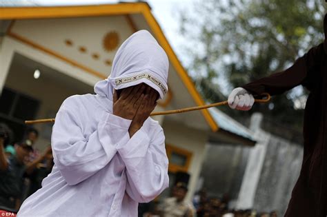 Prostitute Beaten With A Cane In Indonesia S Final Public Caning After