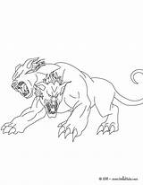 Coloring Pages Greek Creatures Headed Cerberus Dog Monsters Orthros Mythology Mythical Two Monster Drawing Sheets Creature Fabulous Hellokids Print Dragon sketch template