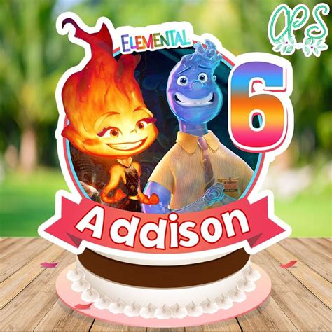 elemental pixar birthday cake topper template printable