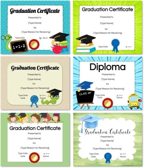 preschool  kindergarten graduation certificate templates