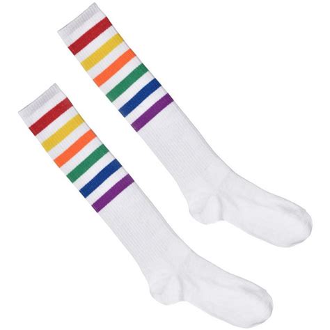 Adult Rainbow Knee High Socks 19in Party City