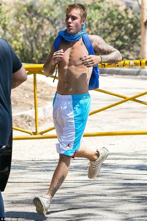 justin bieber goes shirtless for solo run after flirting