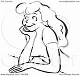 Daydreaming Clipart Woman Cartoon Royalty Picsburg Vector Clipartof Regarding Notes sketch template