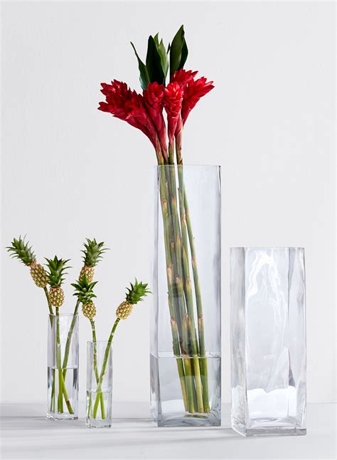 Tall Square Clear Glass Vases Florist Supplies Wedding Event Decor