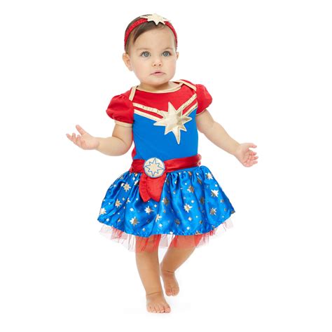 marvel marvel captain marvel baby girls costume short sleeve dress