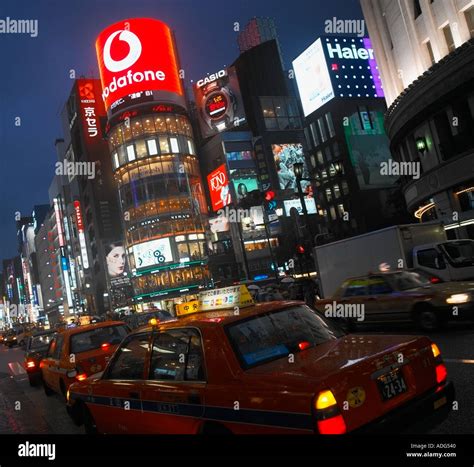 ginza shopping district  tokyo  night stock photo alamy