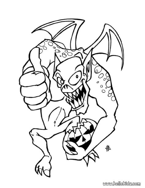 halloween monsters coloring pages dangerous gargoyle coloring home
