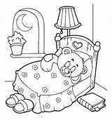 Coloring Pages Night Sleep Teddy Sleepover Bear Time Party Pajama Goodnight Tight Starry Color Bed Printable Drawing Holidays Good Sleeping sketch template