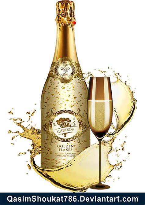 Free Gold Champagne Bottle And Glass Splash Png By
