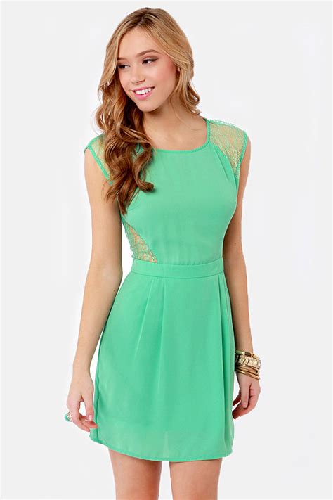 Pretty Seafoam Green Dress Lace Dress Cutout Dress 43 00 Lulus