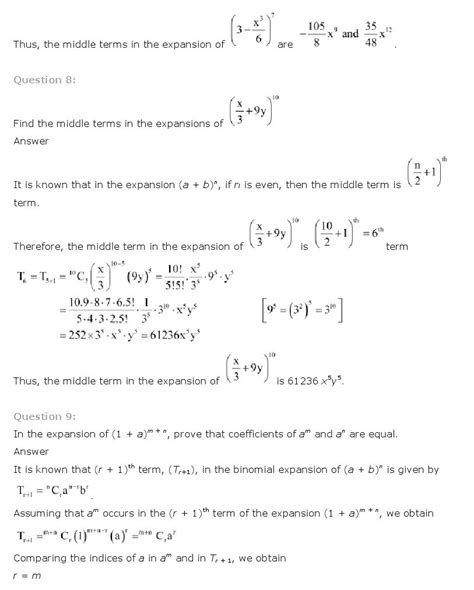 binomial theorem class 11 mathematics ncert solutions