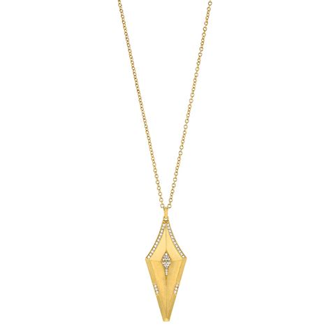 erika winters estella large shield diamond pendant in yellow gold 30