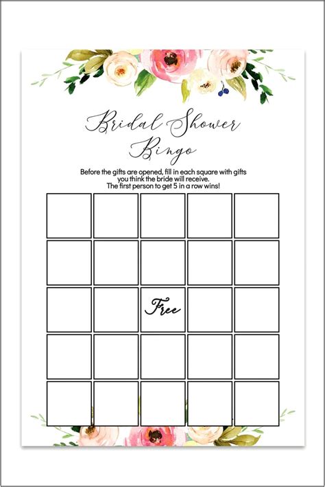 bridal shower bingo template  printable templates resume