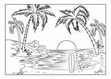 Coloring Landscape Pages Beach Scenery Printable Adult Nature Kids Adults Sheets Print Book Summer Choose Board sketch template
