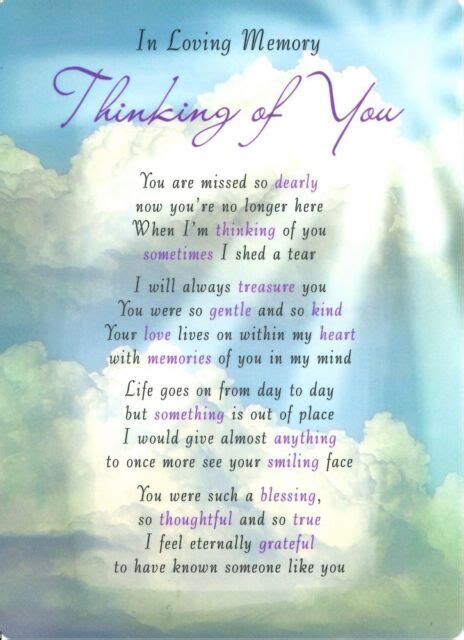 Grave Card In Loving Memory Of My Dear Wife Graveside Verse Poem Hot