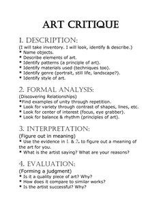 art critique worksheet google search high school art room pinup art