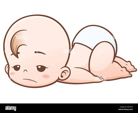 ilustracion vectorial de dibujos animados lindo bebe somnoliento imagen