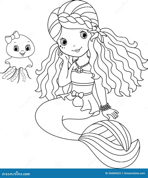 mermaid coloring page stock  image