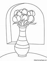 Vase Coloring Tulip sketch template