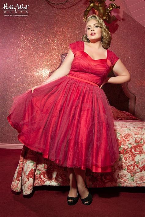 Vintage Inspired Red Satin 1950s Prom And Party Dress With