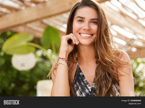 brunette smiling image and photo free trial bigstock