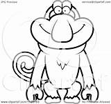 Monkey Proboscis Cartoon Clipart Outlined Grinning Vector Happy Cory Thoman Coloring Clipartof sketch template