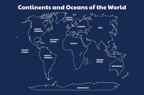 printable continents  oceans map   world blank labeled