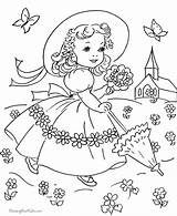Coloring Pages Easter Spring Dress Old Vintage Printable Christmas Kids Book Fashioned Color Retro Kid Embroidery Girl Countdown Books Clothes sketch template