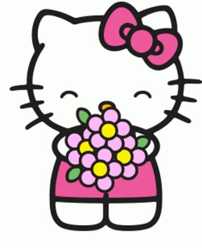 kitty flowers gif hellokitty flowers smiling discover share