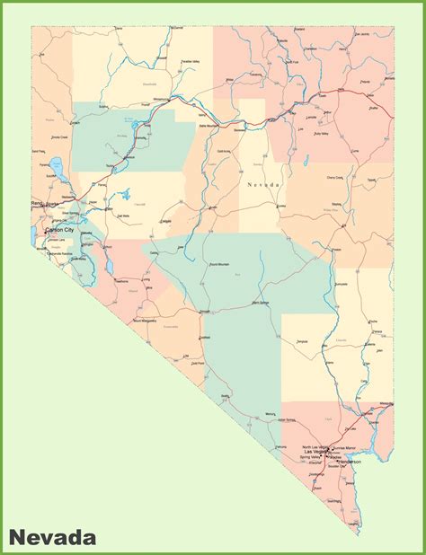 map  nevada nv cities  towns printable city maps