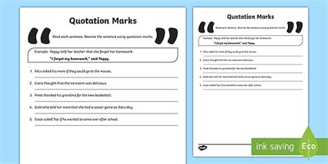 quotation marks worksheet dialogue tags activities