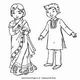 Colouring Indian Coloring Pages Children India Kids Around Diwali Girl Traditional Activity Sheets Activities Thinking Village Saree Costume Activityvillage Crafts sketch template