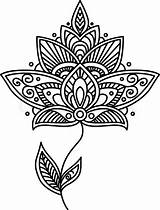 Ornate Henna Leaves Florales Gentagelse Lotus Colourbox Sketchite Element sketch template