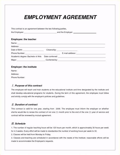 employee   contract template