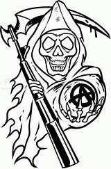 Outline Tattoo Drawing Anarchy Sons Death Reaper Drawings Logo Cartoon Coloring Pages Draw Sacred Scythe Bloody Ball Easy Grim Soa sketch template
