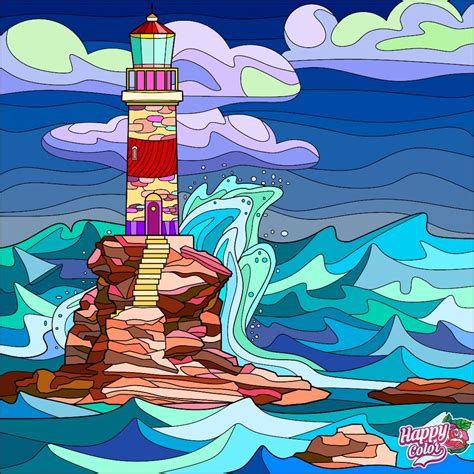 happy colors color  number lighthouse  coloring book app adult