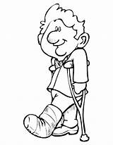 Coloring Clipart Broken Crutches Leg Ankle Limb Man Cast Cliparts Crutch Hands When Life Jacob Post Pages Library Templates Crippled sketch template