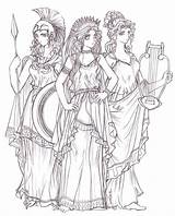 Aphrodite Goddesses Lineart Olympian Olympians sketch template