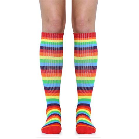rainbow stripe knee high socks j 016