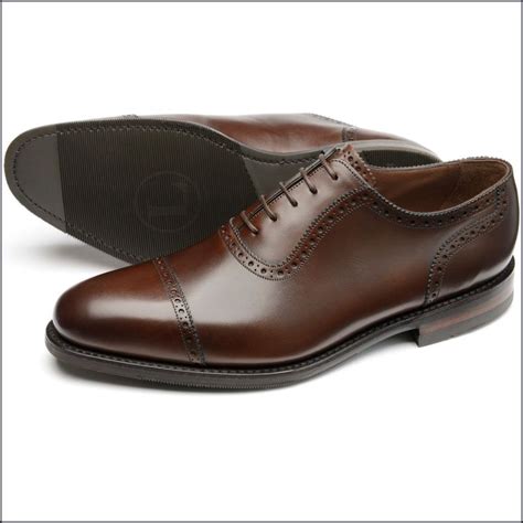 loake fleet dark brown semi brogue oxford shoe cwmenswear